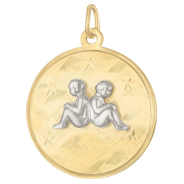 Vintage Engravable Gemini Disc 14K Gold Charm