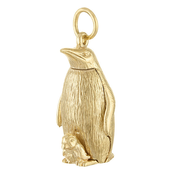 Vintage Penguin Mom & Baby 9k Gold Charm