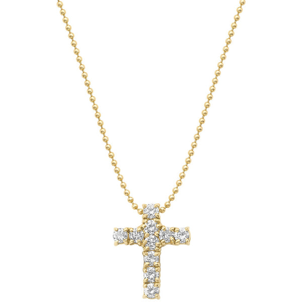 Vintage Diamond Cross 14k Gold Charm Necklace