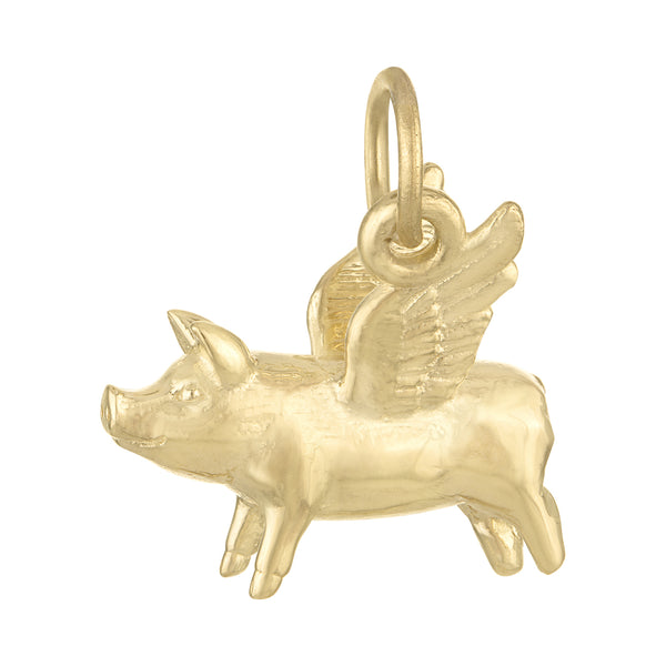 Flying Pig 14K Gold Charm