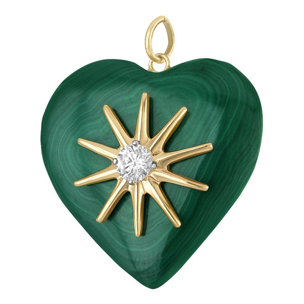 Vintage Malachite Diamond Starburst Heart