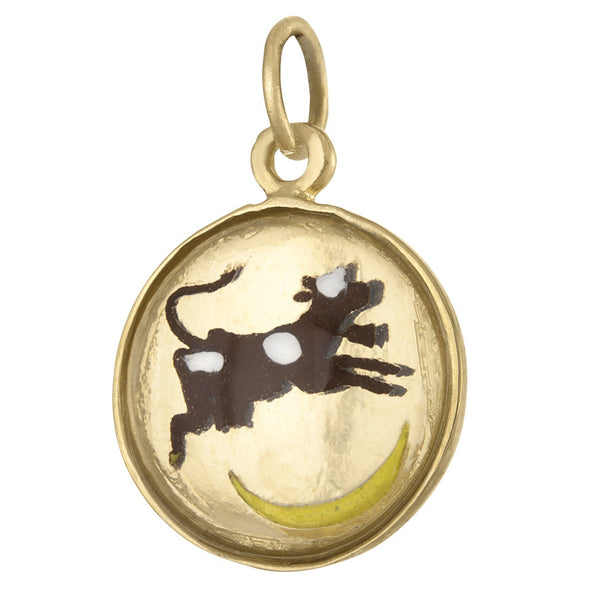 Vintage Cow Jumped Over The Moon 14k Gold Charm