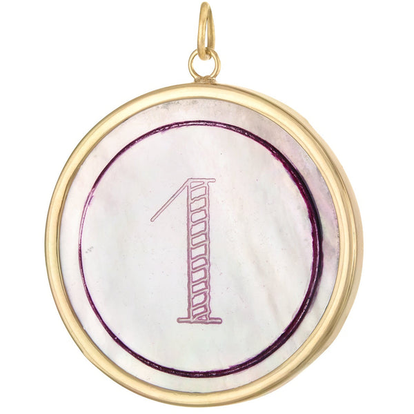 Vintage Mother of Pearl #1 Gambling Chip 14k Gold Charm