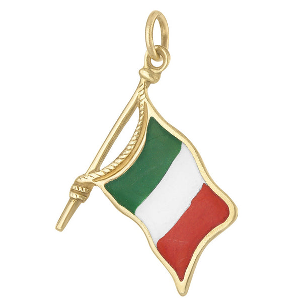 Vintage Enamel Italian Flag 14k Gold Charm