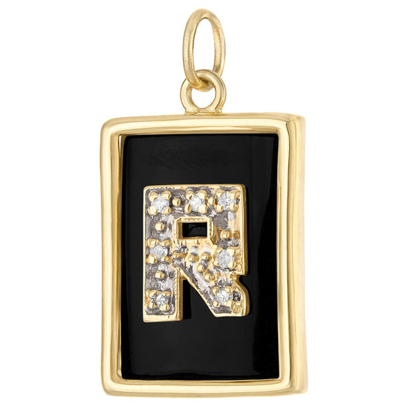 Vintage Onyx & Diamond Letter