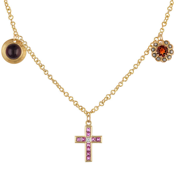 Vintage Garnite 14k Gold Charm Necklace