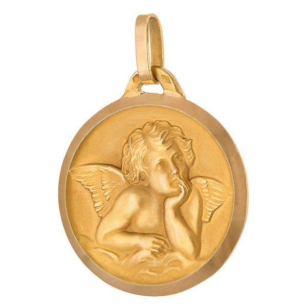 Vintage Engravable French “Putto” (Cherub) 18k Gold Charm