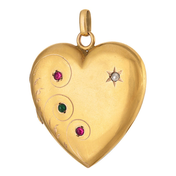 Vintage French Art Deco Locket 18k Gold Charm