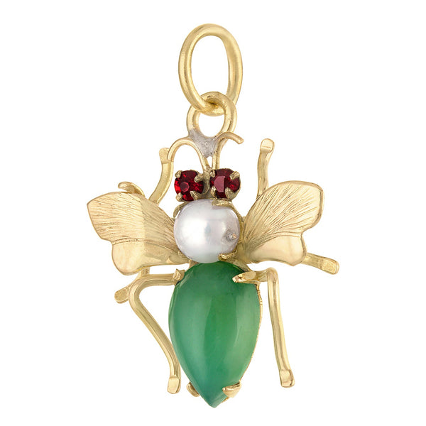 Vintage Gem-Set Insect 14k Gold Charm