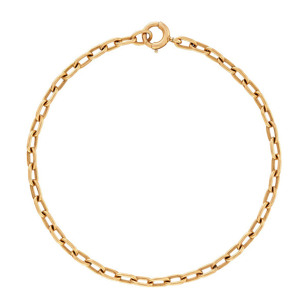 Vintage Fine Rectangle Link 14k Gold Charm Bracelet