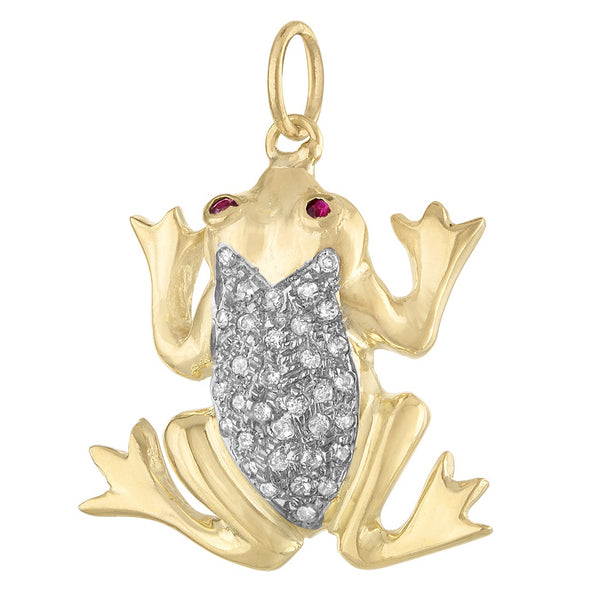 Vintage Diamond Frog 14K Gold Charm
