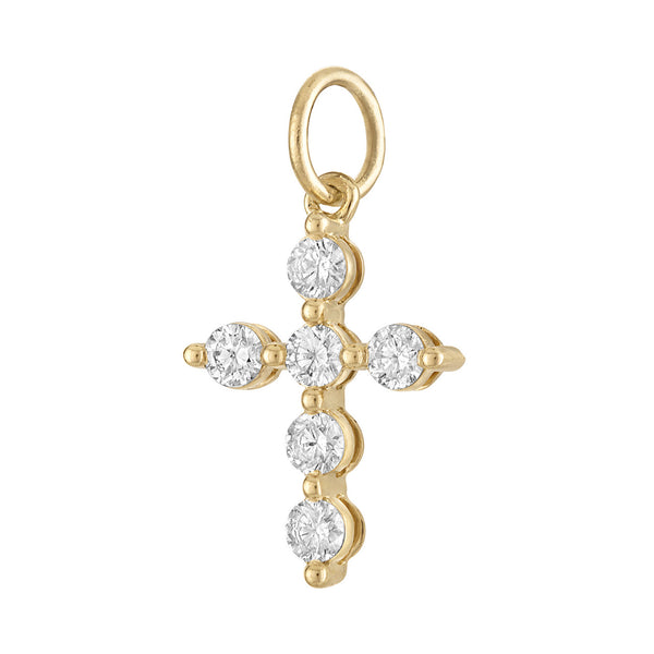 Cross with Diamonds 14K Gold Charm