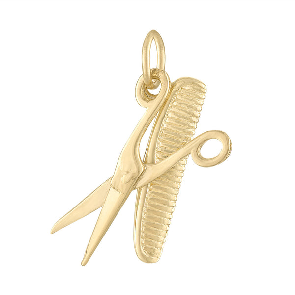 Scissors & Comb 14K Gold Charm
