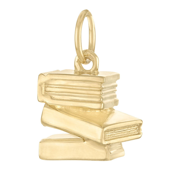 Stack of Books 14K Gold Charm