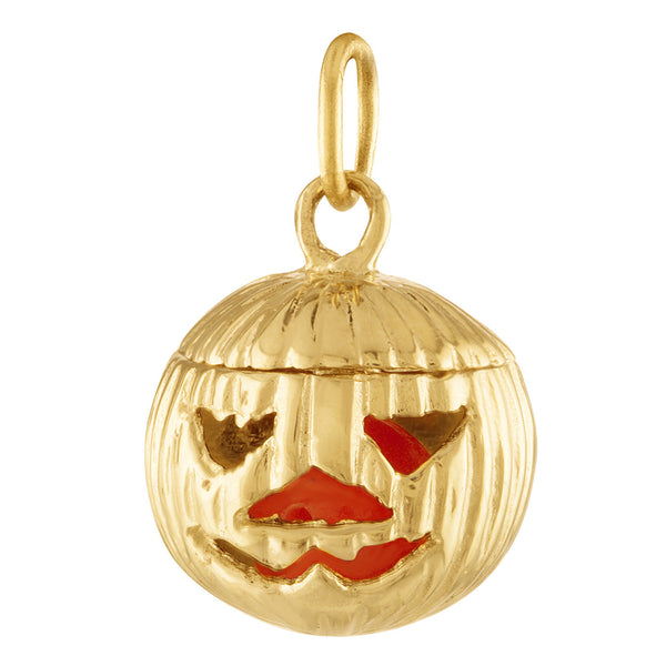 Jack O'Lantern Pumpkin 14K Gold Charm