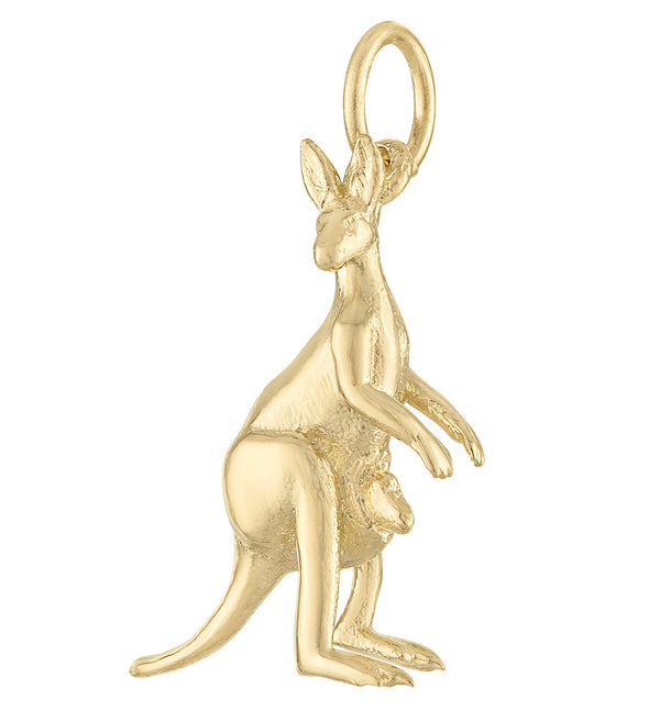 Kangaroo with Joey 14K Gold Charm