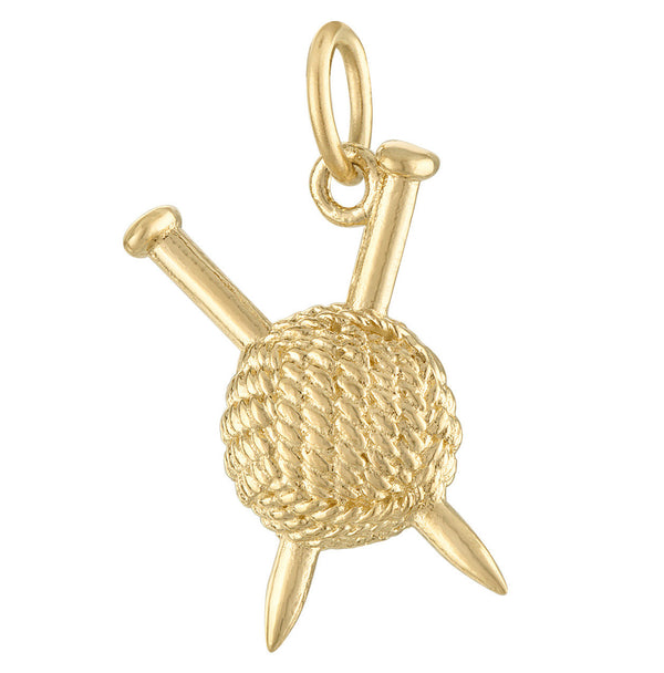 Knitting Yarn & Needles 14K Gold Charm
