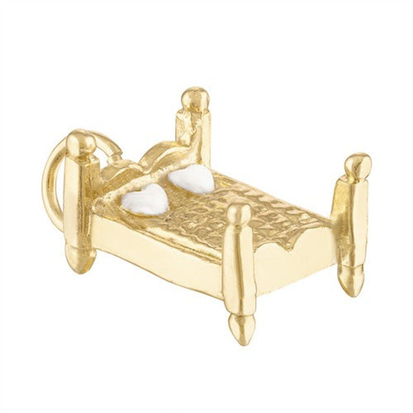 Enamel Love Bed 14K Gold Charm