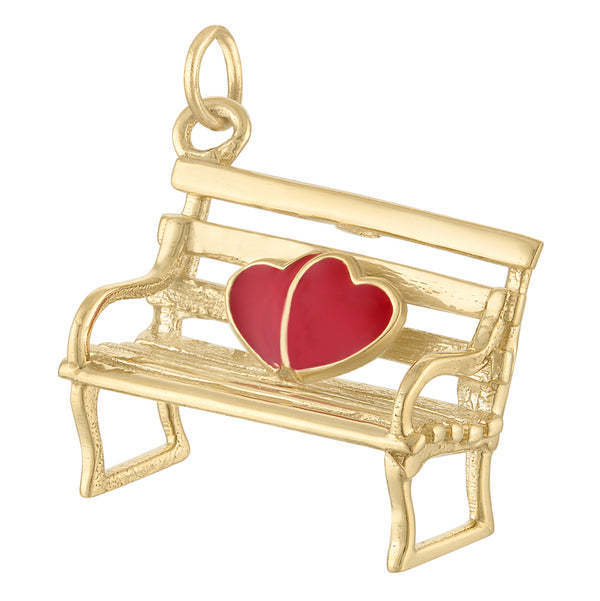 Enamel Love Bench 14K Gold Charm