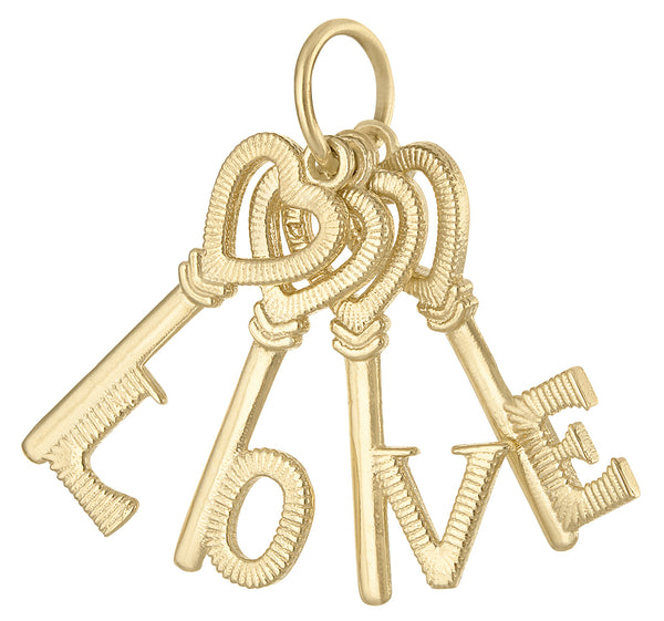 Larger Love Keys 14K Gold Charm