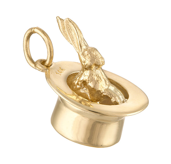 Rabbit in a Hat 14K Gold Charm