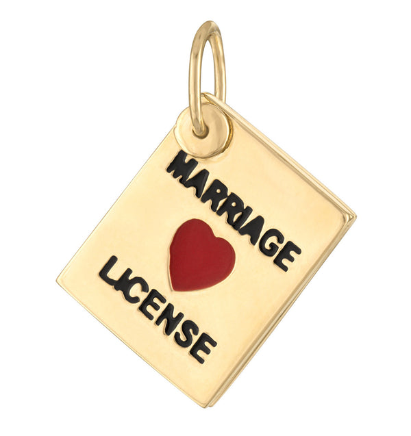 Enamel Marriage License 14K Gold Charm