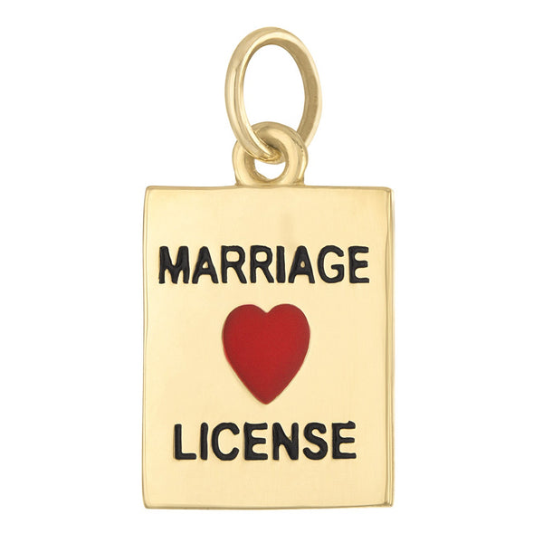 Enamel Marriage License 14k Gold Charm