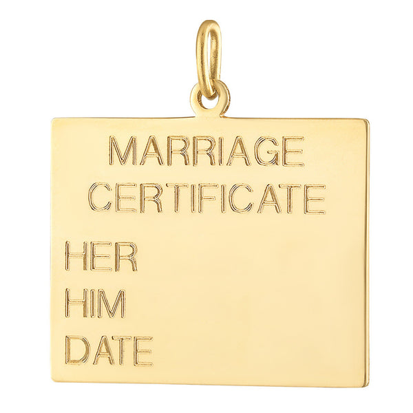 Marriage Certificate Engravable 14K Gold Charm