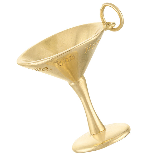 Vintage Collectible Martini Glass 14k Gold Charm