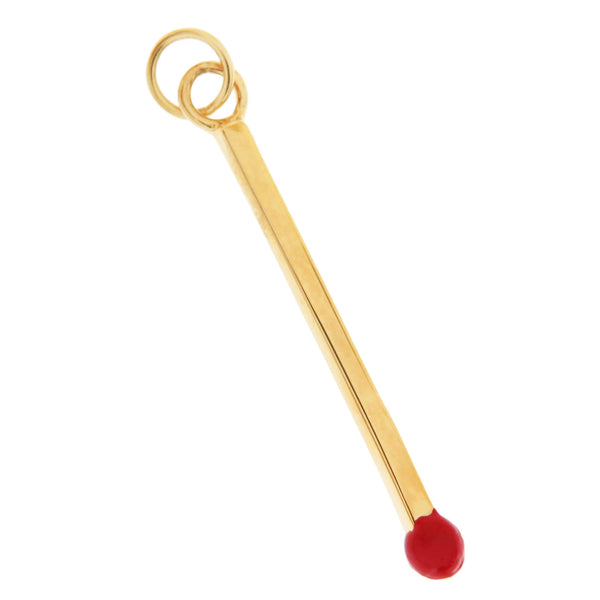 Enamel Matchstick 14K Gold Charm