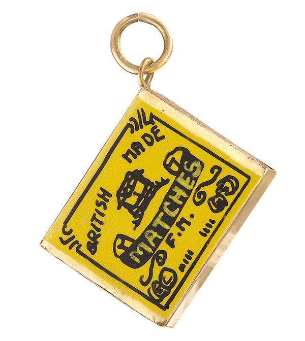 Vintage Enameled Matches 9K Gold Charm