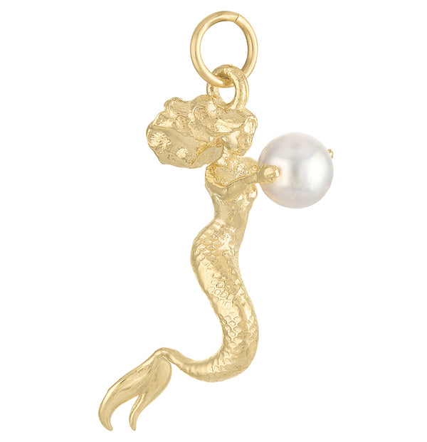 Mermaid with Pearl 14k Gold Charm