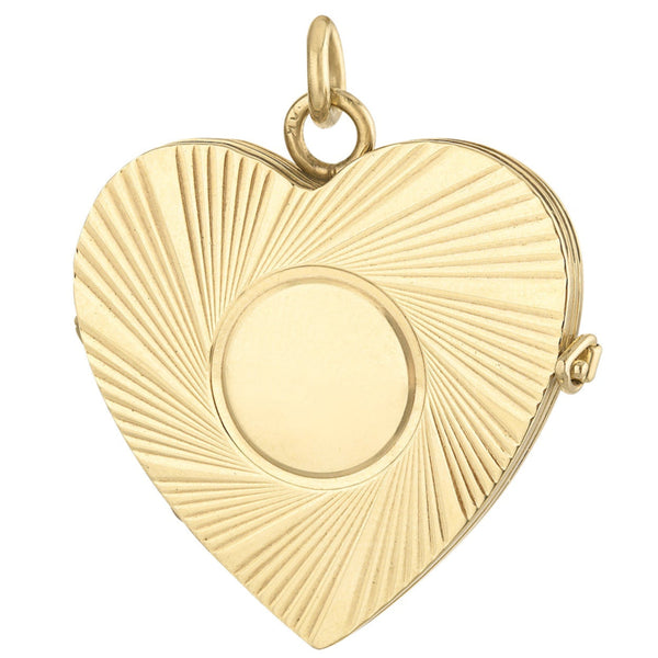 Vintage Monogram Heart Locket 14k Gold Charm