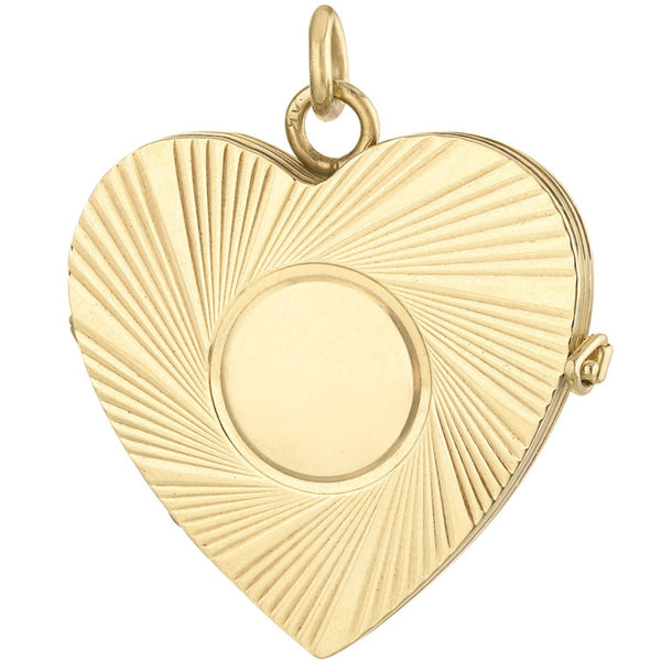 Vintage Monogram Heart Locket 14k Gold Charm