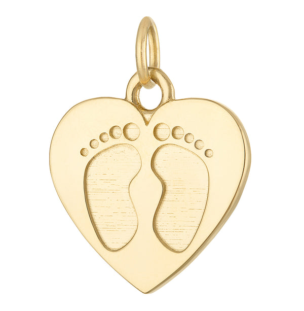 Footprints Heart 14K Gold Charm