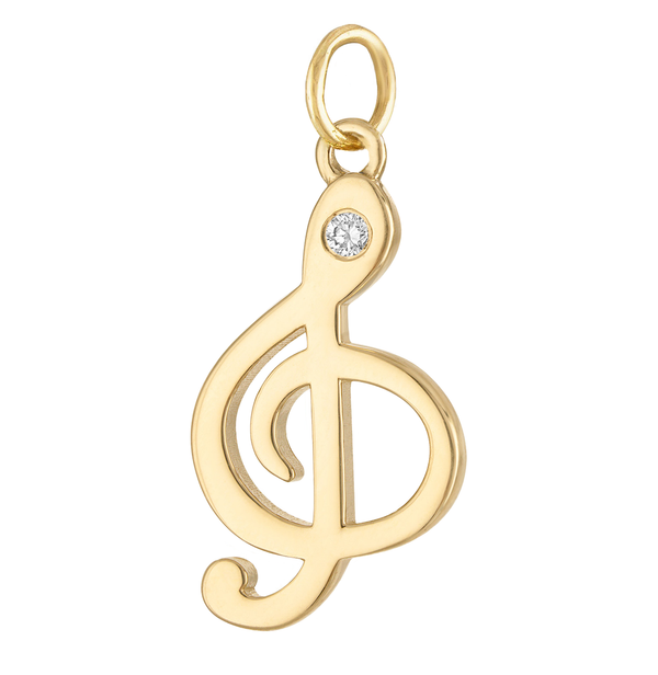 Music Note with Diamond 14K Gold Charm