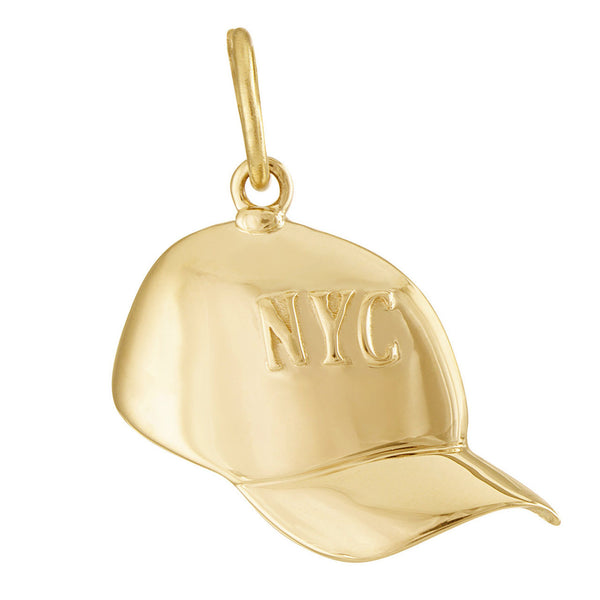 New York City Baseball Cap 14k Gold Charm
