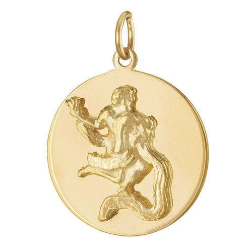 Aquarius Engravable Zodiac 14k Gold Charm