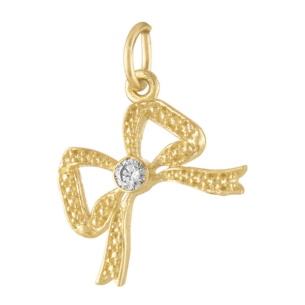 Diamond Bow 14k Gold Charm