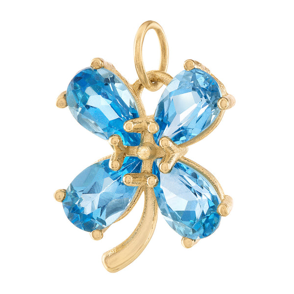 Gem Set Four Leaf Clover 14k Gold Charm