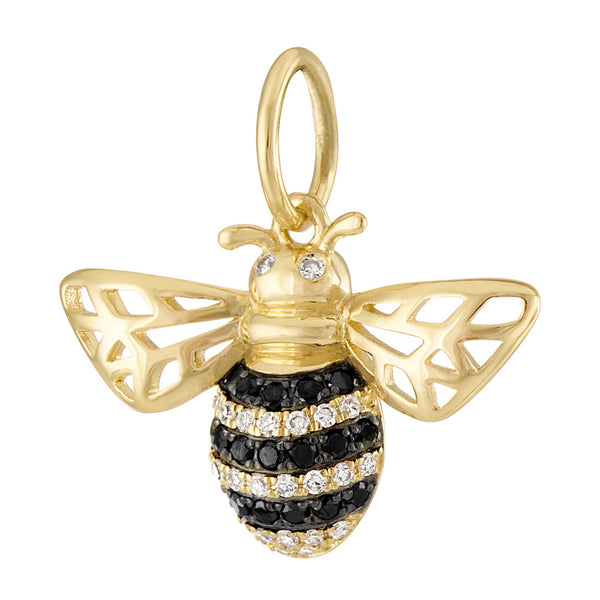 Sapphire & Diamond Bee 14k Gold Charm