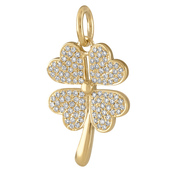 Diamond Four Leaf Clover 14K Gold Charm