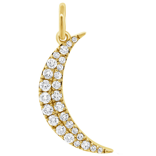 Diamond Moon Crescent 14k Gold Charm