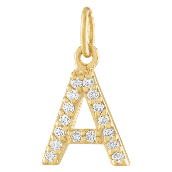 Diamond Initial 14K Gold Charm