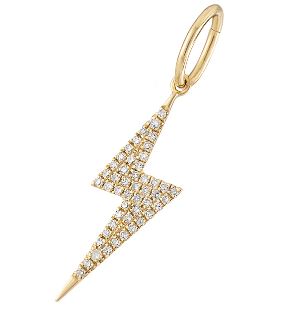 Diamond Lightning 14k Gold Charm