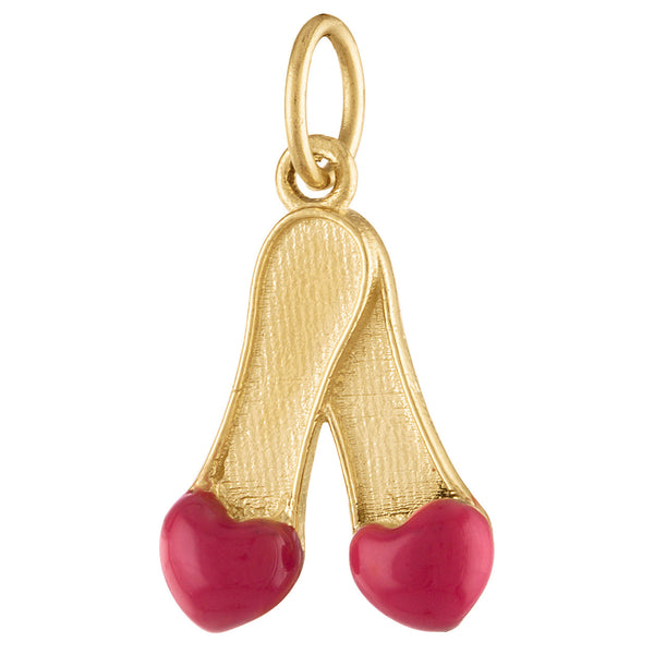 Enamel Love Slippers 14K Gold Charm
