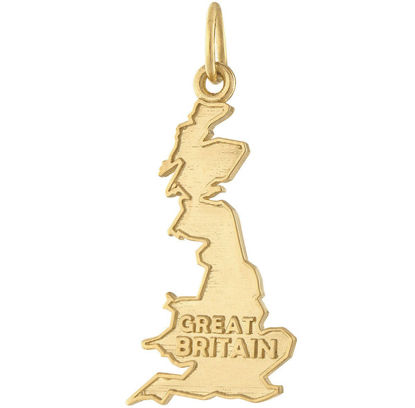 Map of Great Britain Engravable 14K Gold Charm