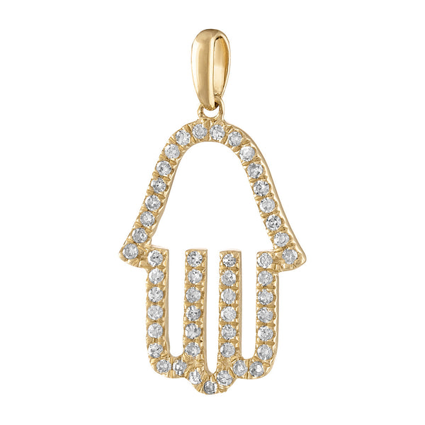 Diamond Hamsa 14K Gold Charm