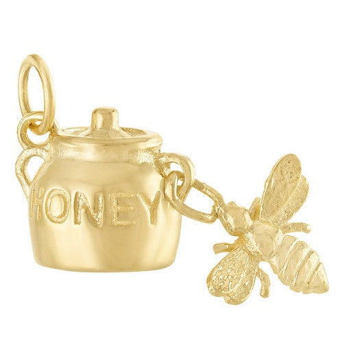 Honey Pot With Bee 14K Gold Charm