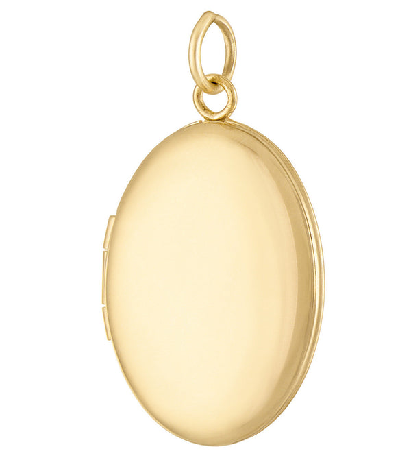 Engravable Oval Locket 14K Gold Charm